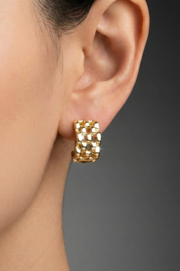 Xuping 14K Mini Dikdörtgen Halka Klipsli Kadın Küpe Kararmaz Kadın Takı Xuping Küpe