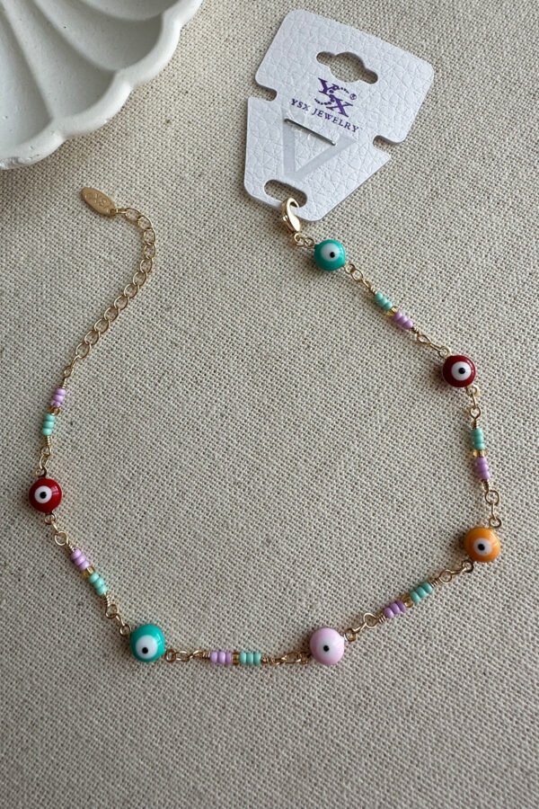 Alternative view of Caprea Pirinç 22cm+5cm Nazarlı Halhal Kararmaz Kadın Renkli Halhal