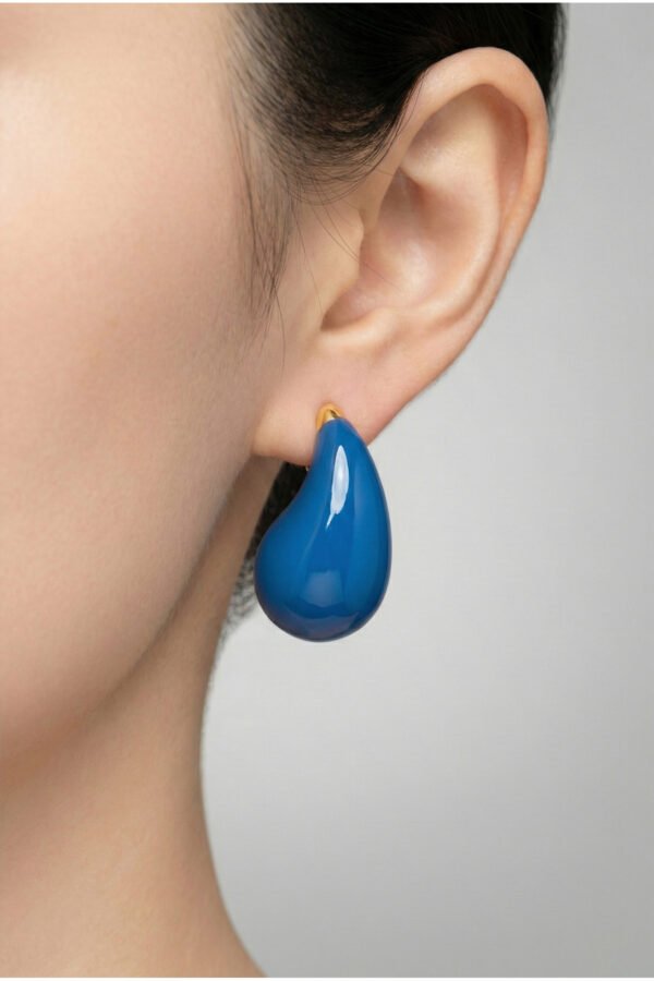 Caprea Çelik Mavi Damla Küpe Karamaz Kadın Küpe