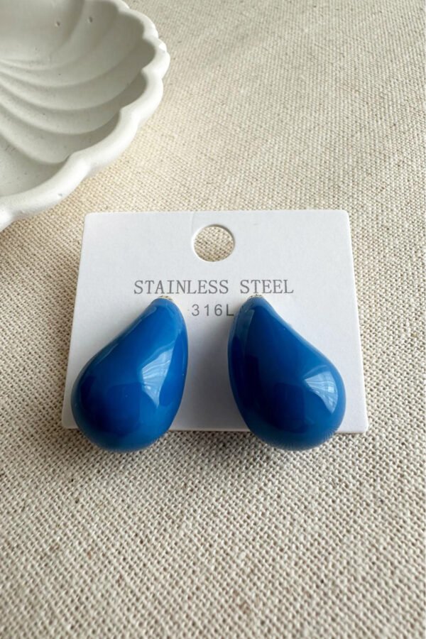 Alternative view of Caprea Çelik Mavi Damla Küpe Karamaz Kadın Küpe