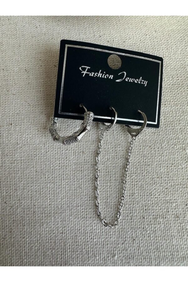 Alternative view of Caprea Pirinç Kelepçe Küpe Karamaz Çoklu Kadın Küpe