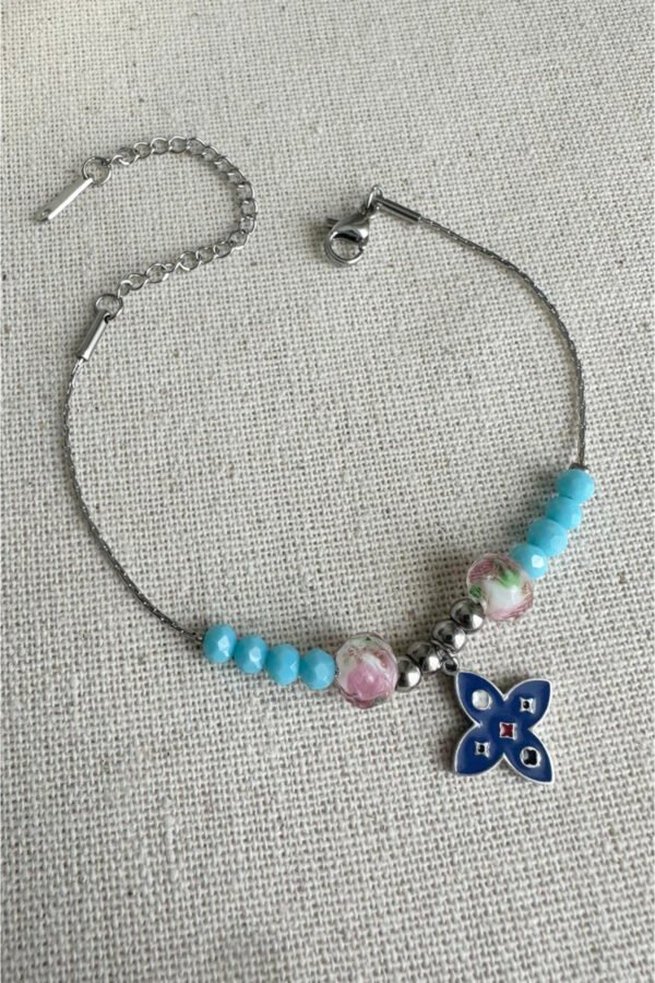 Alternative view of Caprea Çelik İnce Boncuk Bileklik Kararmaz Kadın Bileklik 16 + 5 cm