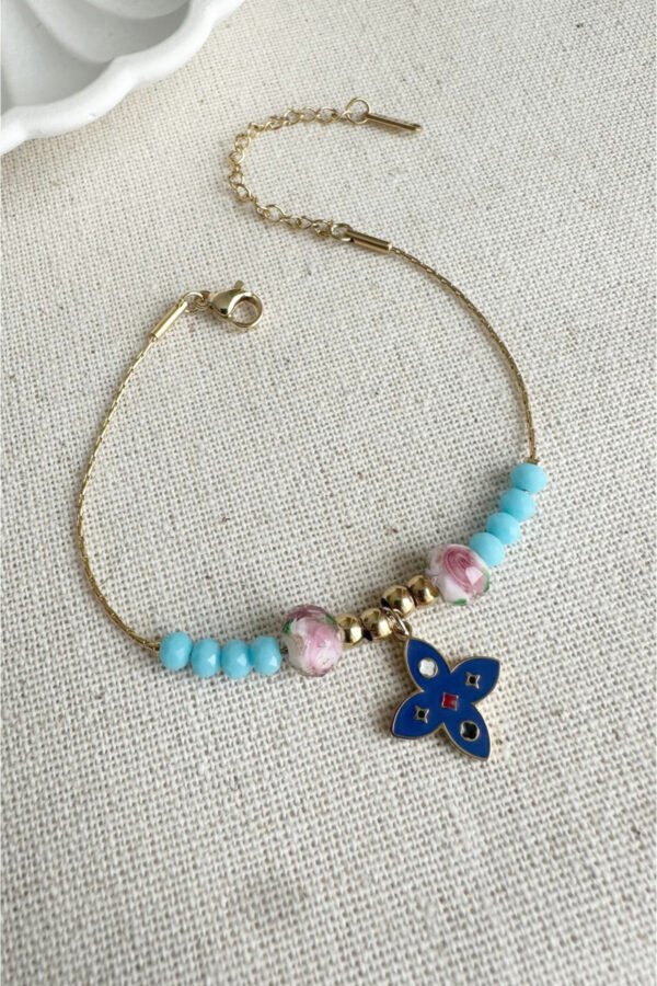 Caprea Çelik İnce Boncuk Bileklik Kararmaz Kadın Bileklik 16 + 5 cm