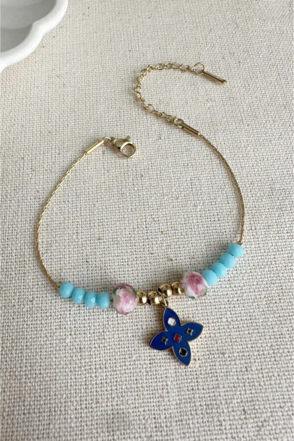 Alternative view of Caprea Çelik İnce Boncuk Bileklik Kararmaz Kadın Bileklik 16 + 5 cm