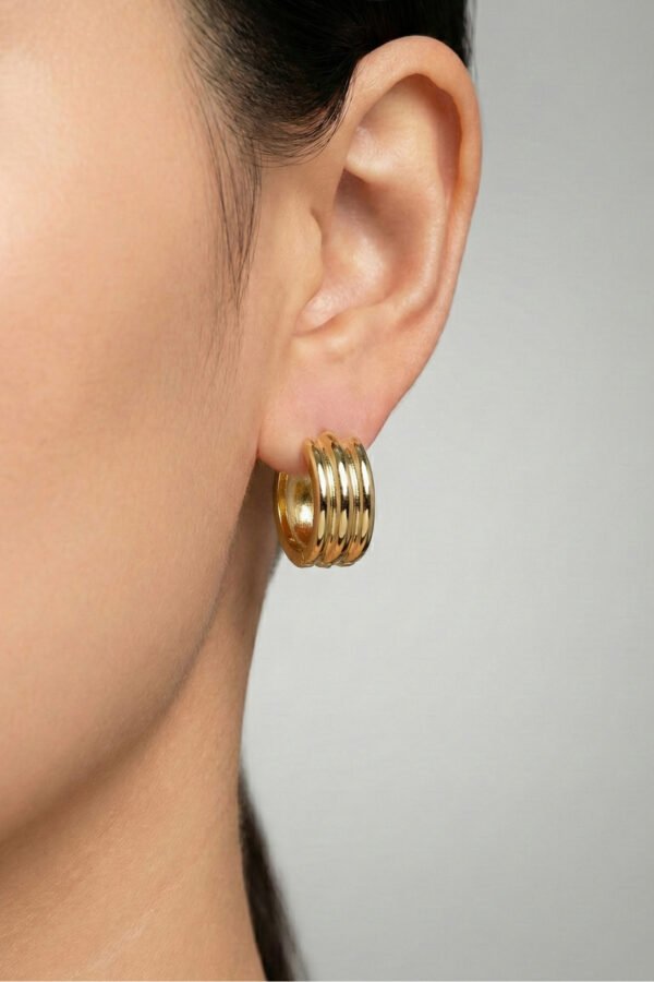 Xuping 14K Düz Çizgi Halka Klipsli Kadın Küpe Kararmaz Kadın Takı Xuping Küpe