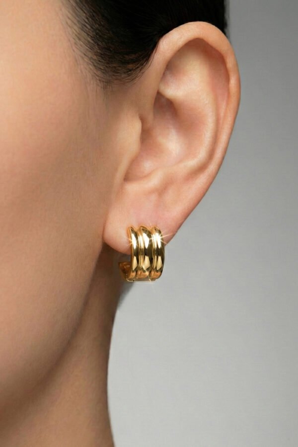 Alternative view of Xuping 14K Düz Çizgi Halka Klipsli Kadın Küpe Kararmaz Kadın Takı Xuping Küpe