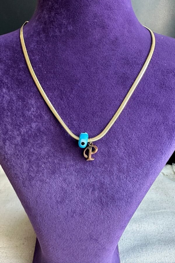 Caprea Çelik P Harf Kolye İtalyan Zincir Altın Renkli Kararmaz Kolye 45 Cm Zincirli