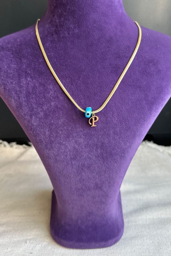 Alternative view of Caprea Çelik P Harf Kolye İtalyan Zincir Altın Renkli Kararmaz Kolye 45 Cm Zincirli