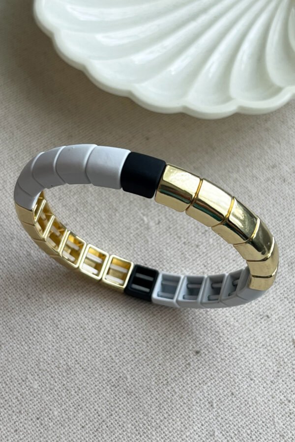 Lastikli 16 Cm Çevreli Lastikli Siyah Beyaz Kadın Bileklik