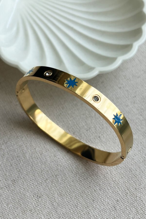 Alternative view of Çelik 17 Cm Çevreli Mavi Kutup Yıldızı Kadın Kelepçe Bileklik Kararmaz