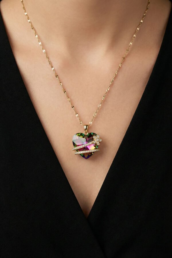 Caprea Çelik Kalpli Yıldız Kolye Altın Renkli Kararmaz Kadın Kolye 45 cm