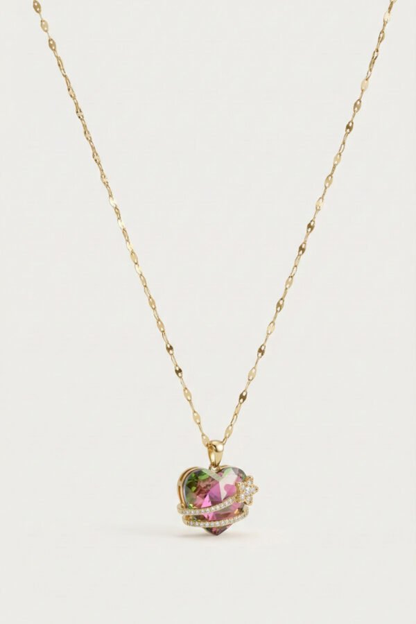 Alternative view of Caprea Çelik Kalpli Yıldız Kolye Altın Renkli Kararmaz Kadın Kolye 45 cm