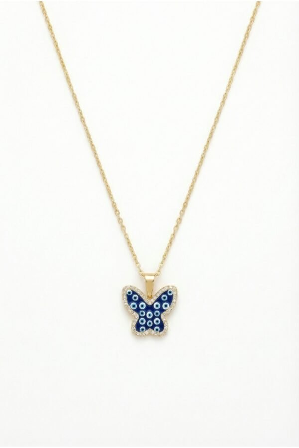Alternative view of Caprea Çelik Nazarlı Kelebek Zincir Kolye Altın Renkli Kararmaz Kadın Kolye 40+ 5 cm