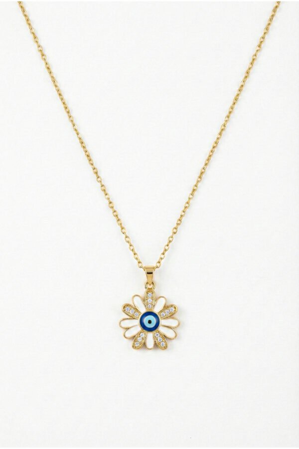 Alternative view of Caprea Çelik Nazar Çiçek Zincir Kolye Altın Renkli Kararmaz Zincir Kadın Kolye 40+ 5 cm