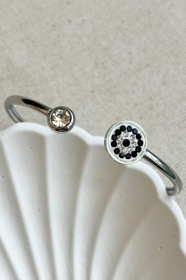 Alternative view of Çelik 17 Cm Çevreli Nazar Taşlı Kadın Kelepçe Kararmaz Kadın