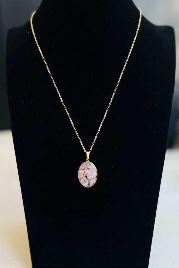 Alternative view of Çelik Doğaltaş Kolye Altın Renkli Kararmaz Zincir Kadın Kolye 40+ 5 cm