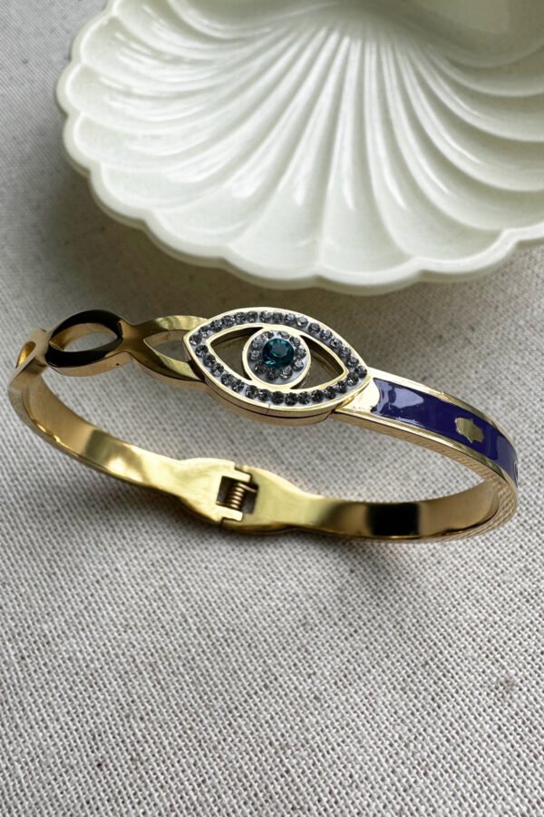 Alternative view of Çelik 18 Cm Çevreli Nazar Göz Kadın Kelepçe Altın Renkli Karamaz