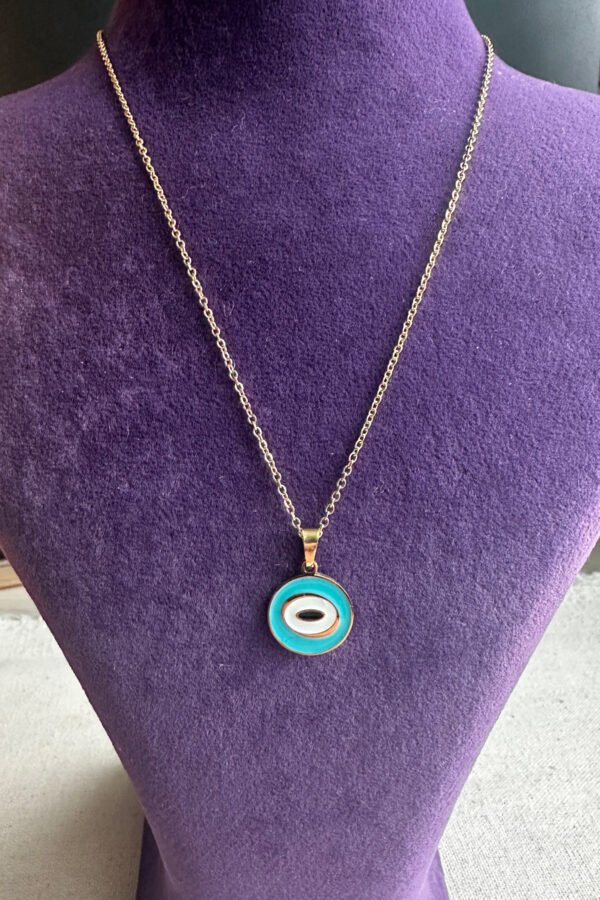 Caprea Çelik Nazar Kolye Altın Renkli 45 Cm Zincirli Kararmaz Kolye