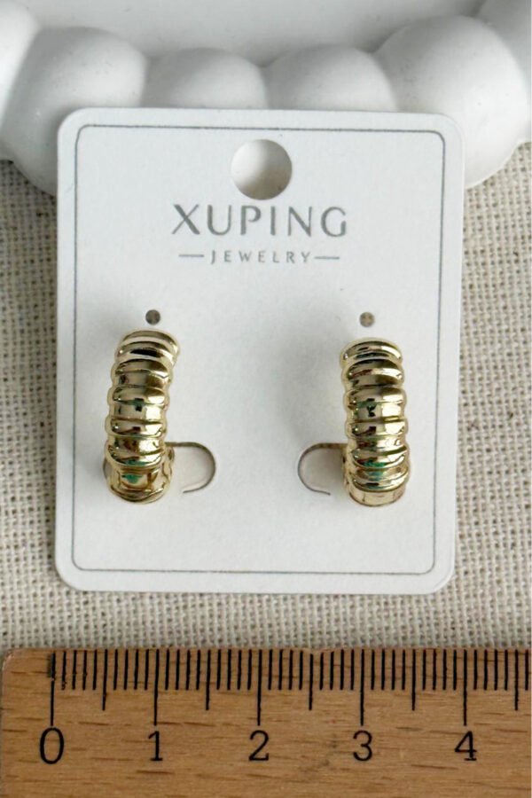 Alternative view of Xuping 14K İncili Halka Çizgi Klipsli Kadın Küpe Kararmaz Kadın Takı Xuping Küpe