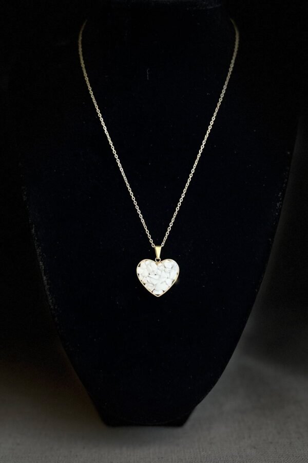 Caprea Çelik Doğaltaş Kolye Altın Renkli Kararmaz Kolye 45 cm Zincirli