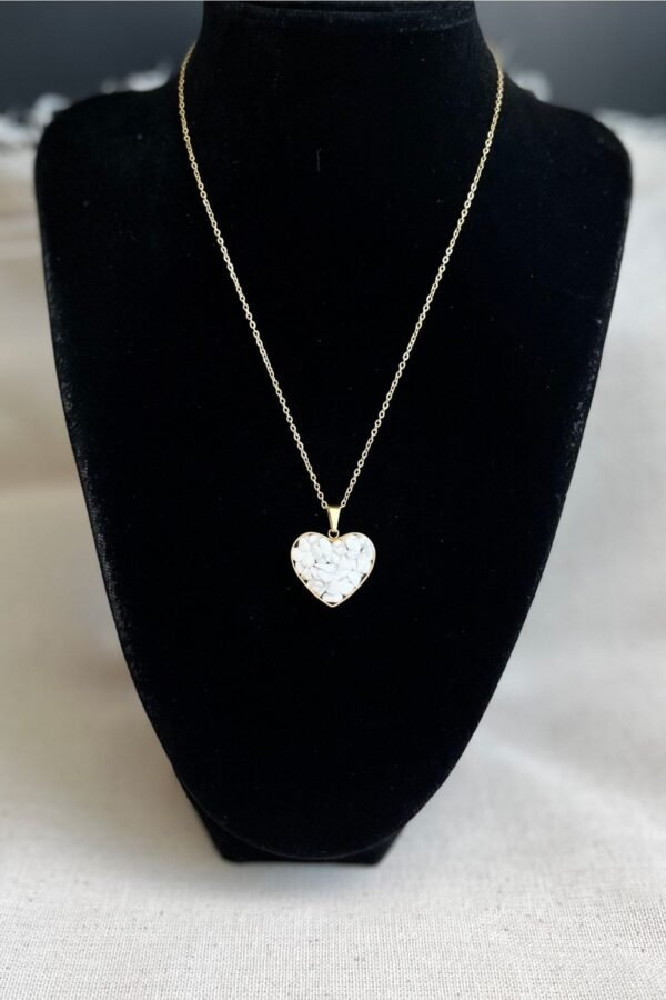 Alternative view of Caprea Çelik Doğaltaş Kolye Altın Renkli Kararmaz Kolye 45 cm Zincirli