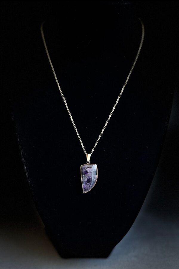 Caprea Çelik Doğaltaş Kolye Altın Renkli Kararmaz Kolye 45 cm Zincirli