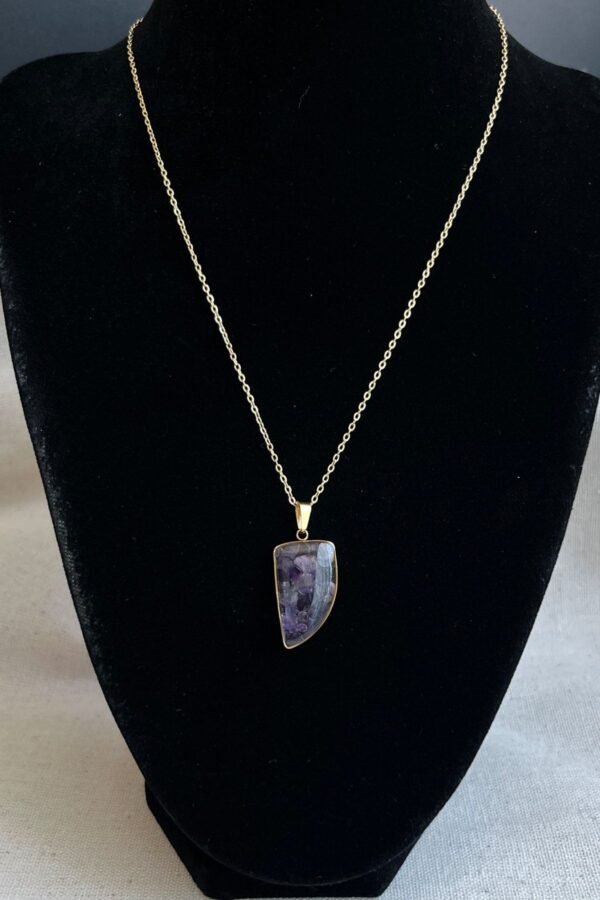 Alternative view of Caprea Çelik Doğaltaş Kolye Altın Renkli Kararmaz Kolye 45 cm Zincirli