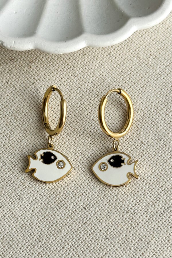 Caprea Çelik Balık Küpe Kadın Altın Renkli Kararmaz Küpe