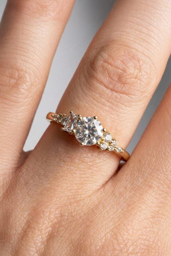 Xuping 14K Taşlı Tek Taş Kadın Yüzük – Kararmaz Altın Renk Takı | Xuping Yüzük