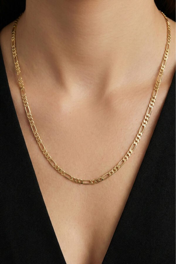 CM 14K Figaro Zincir Kolye 60 cm | Altın Renkli Kararmaz Kadın Takı CM Kolye