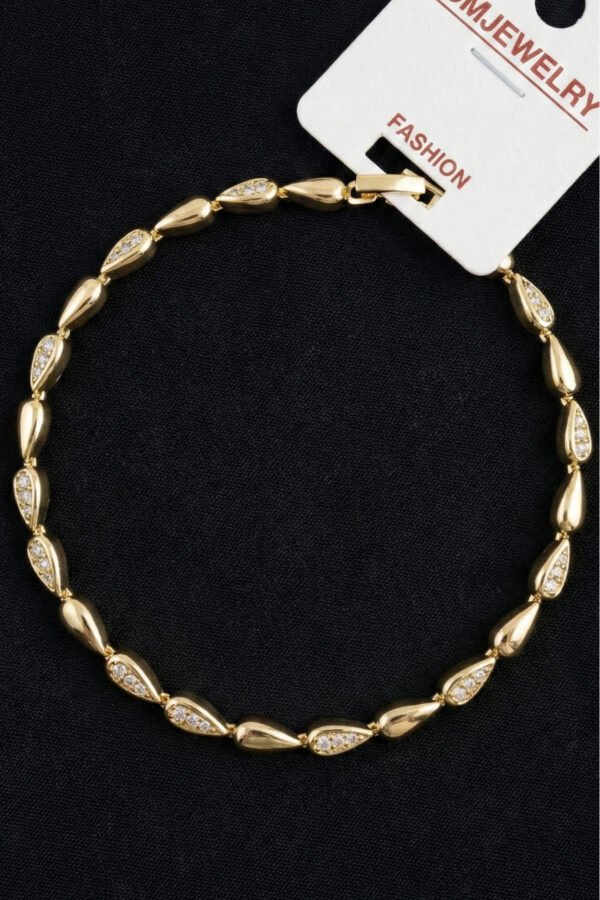 CM 14K Damla( Arpa ) Taşlı Kadın Bileklik – 17+2 cm | Altın Renk Kararmaz CM Takı