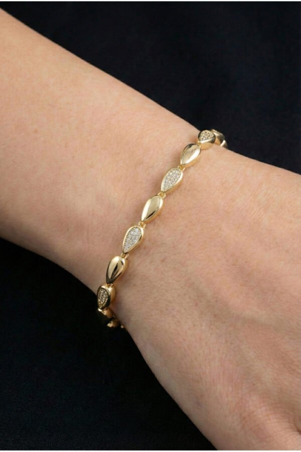 Alternative view of CM 14K Damla( Arpa ) Taşlı Kadın Bileklik – 17+2 cm | Altın Renk Kararmaz CM Takı