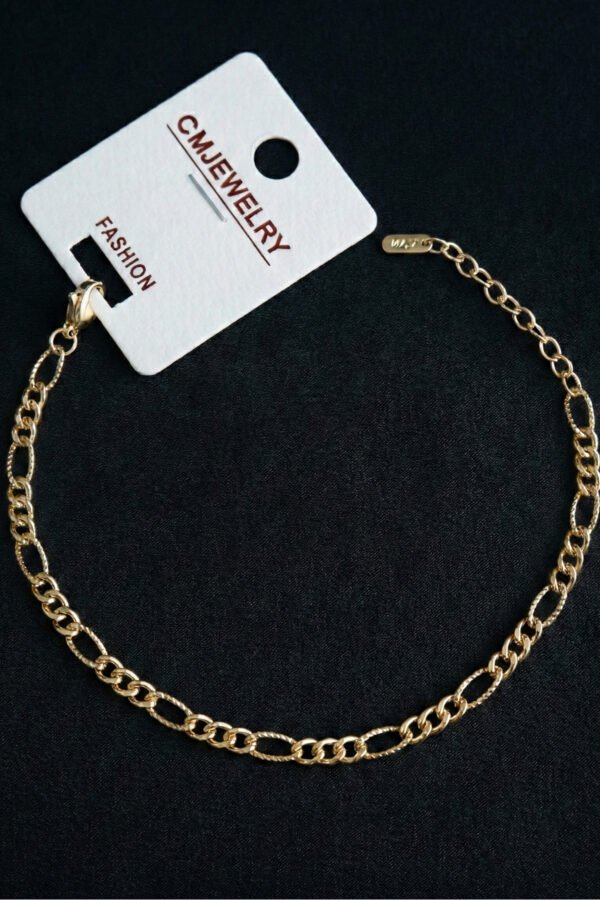 CM 14K Figaro Çizgili Kadın Bileklik – 17+2 cm | Altın Renk Kararmaz CM Takı