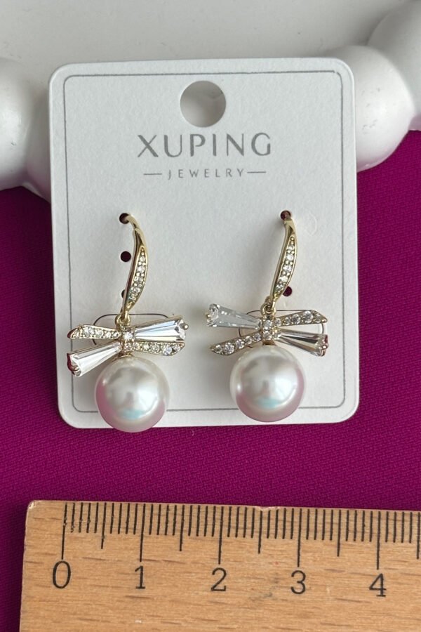 Alternative view of Xuping 14K İncili Taşlı Klipsli Kadın Küpe Kararmaz Kadın Takı Xuping Küpe