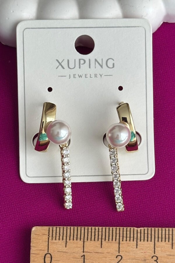 Alternative view of Xuping 14K Su yolu İncili Sallanan Klipsli Kadın Küpe Kararmaz Kadın Takı Xuping Küpe