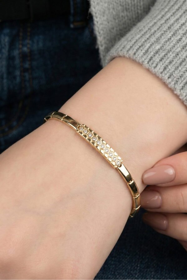 Xuping 14K Taşlı Künye Kadın Xuping Bileklik I 18 cm Altın Renkli Kadın Takı Bileklik