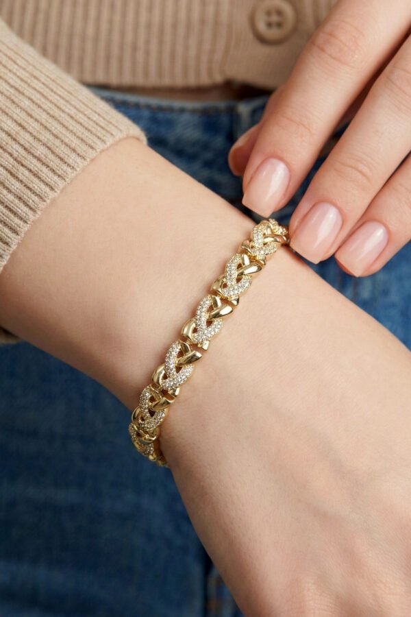 Xuping 14K Bağ Taşlı Kadın Xuping Bileklik I 17+2 cm Altın Renkli Kadın Takı Bileklik