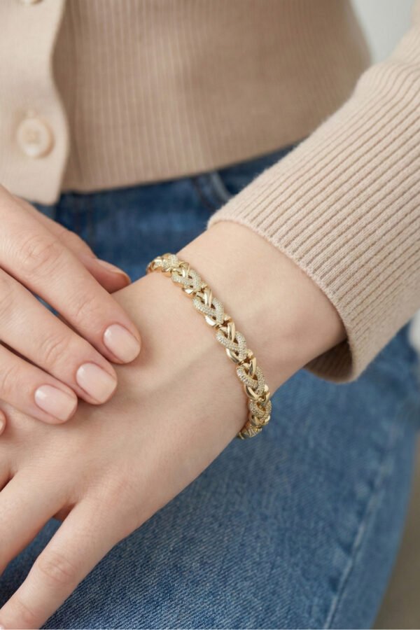 Alternative view of Xuping 14K Bağ Taşlı Kadın Xuping Bileklik I 17+2 cm Altın Renkli Kadın Takı Bileklik