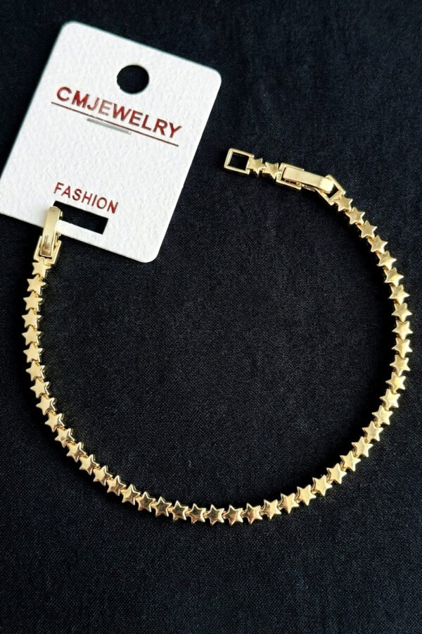 CM 14K Taşsız Yıldız Kadın Bileklik – 17+2 cm | Altın Renk Kararmaz CM Takı