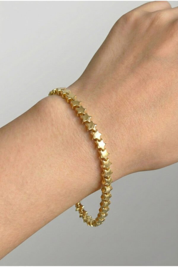 Alternative view of CM 14K Taşsız Yıldız Kadın Bileklik – 17+2 cm | Altın Renk Kararmaz CM Takı