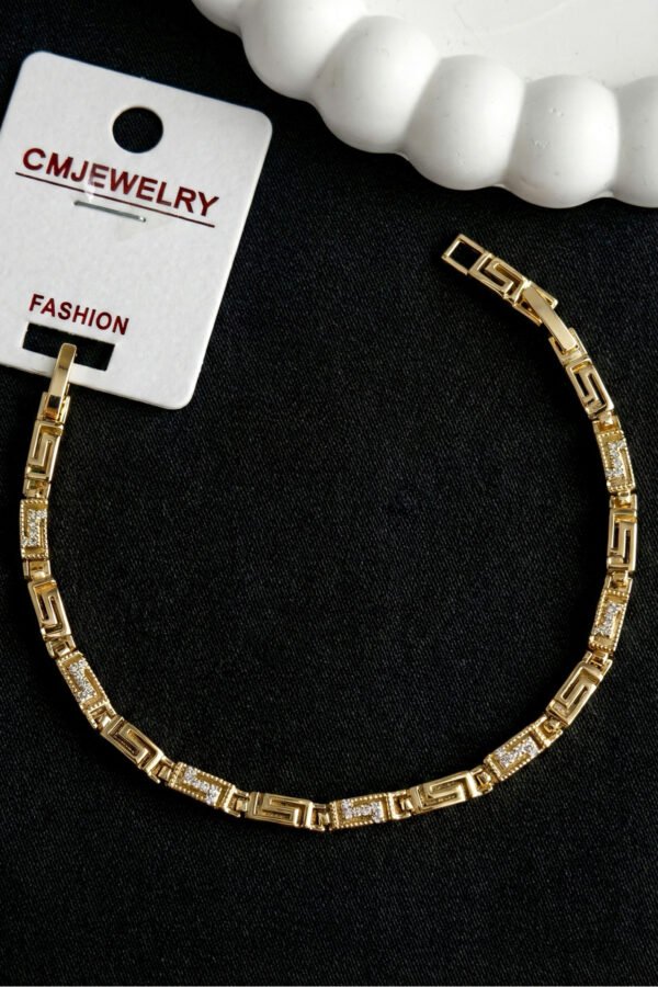 CM 14K Grek Taşlı Kadın Bileklik – 17+2 cm | Altın Renk Kararmaz CM Takı
