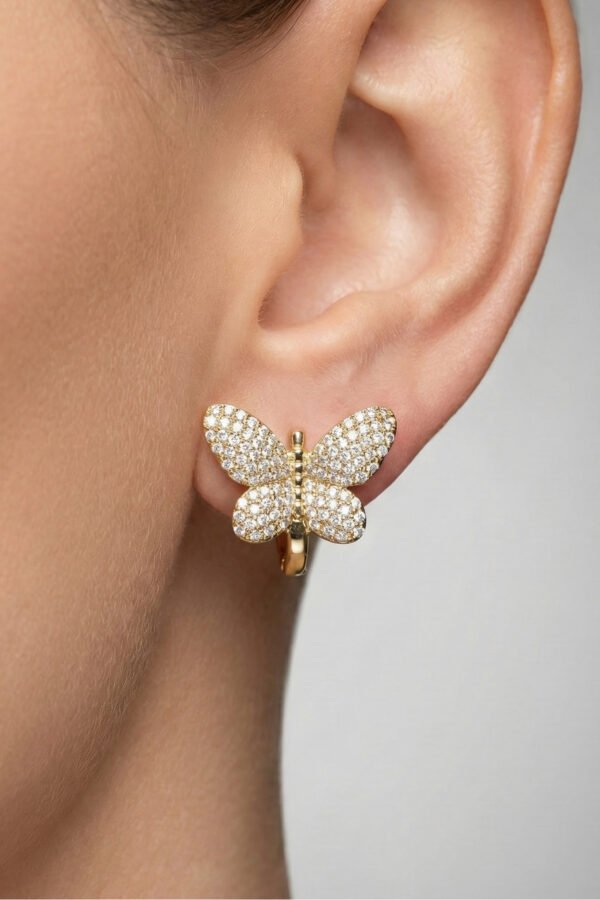 Xuping 14K Taşlı Kelebek Klipsli Kadın Küpe Kararmaz Kadın Takı Xuping Küpe