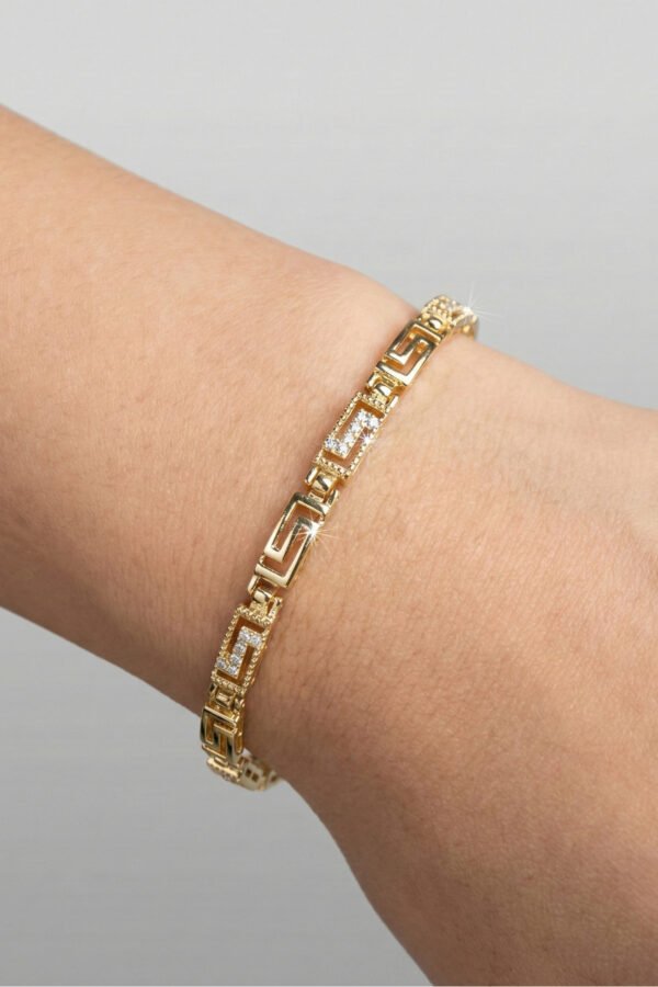 Alternative view of CM 14K Grek Taşlı Kadın Bileklik – 17+2 cm | Altın Renk Kararmaz CM Takı