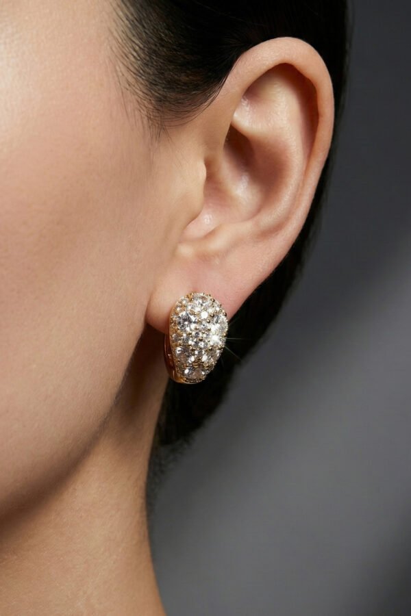 Alternative view of Xuping 14K Boğumlu Halka Taşlı Klipsli Kadın Küpe Kararmaz Kadın Takı Xuping Küpe