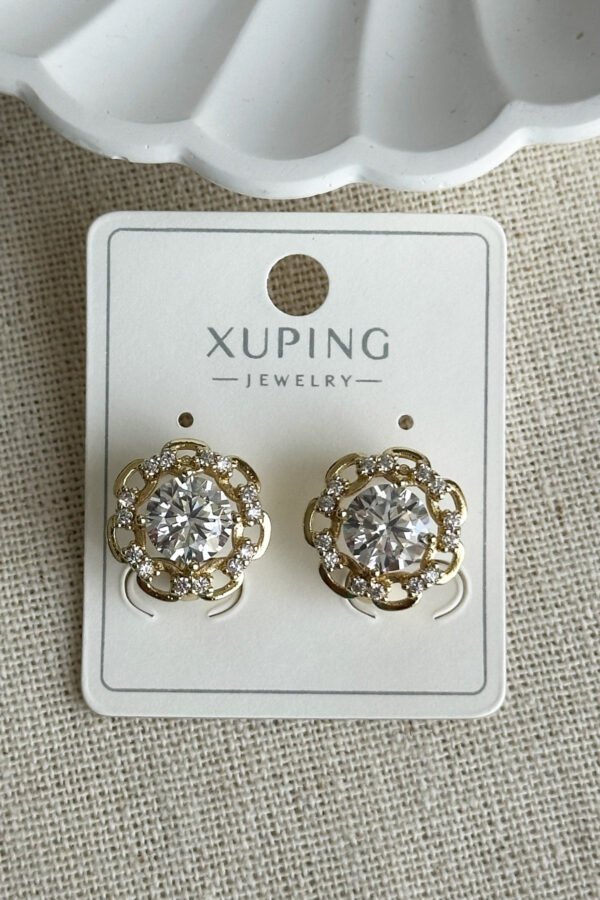 Alternative view of Xuping 14K Çiçekli Taşlı Klipsli Kadın Küpe Kararmaz Kadın Takı Xuping Küpe