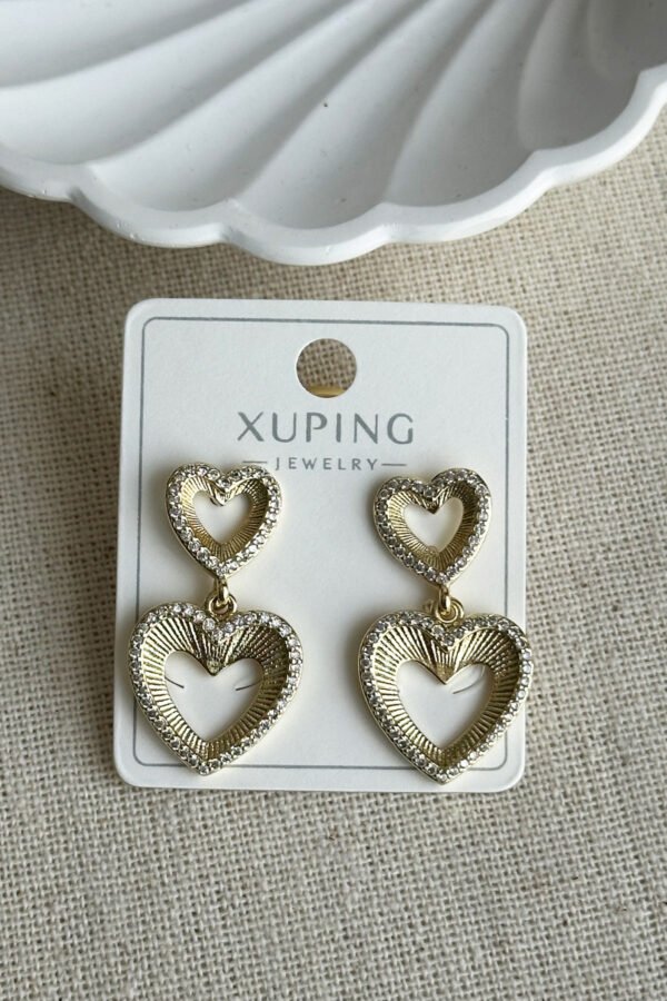 Alternative view of Xuping 14K Kalpli Sallantı Taşlı Klipsli Kadın Küpe Kararmaz Kadın Takı Xuping Küpe