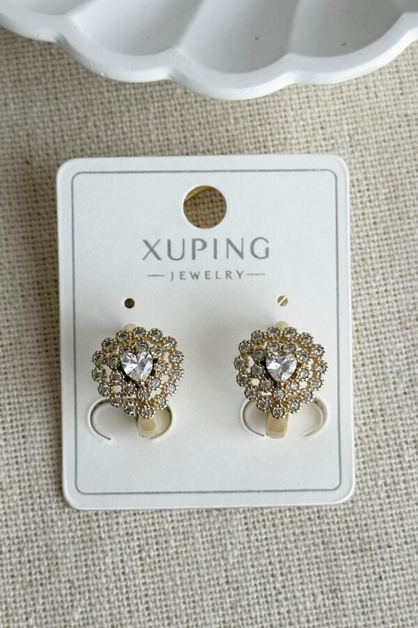 Alternative view of Xuping 14K Asimetrik Taşlı Klipsli Kadın Küpe Kararmaz Kadın Takı Xuping Küpe