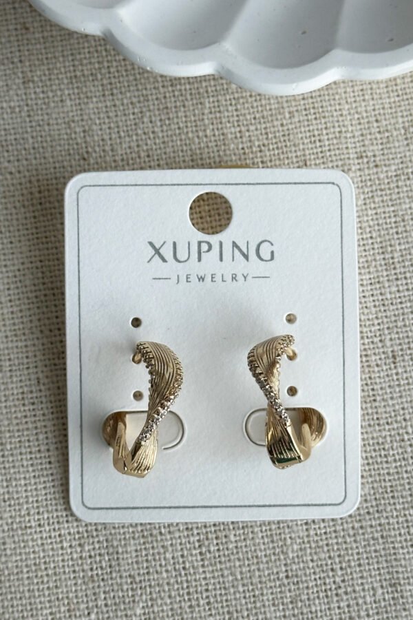 Alternative view of Xuping 14K Asimetrik Taşlı Klipsli Kadın Küpe Kararmaz Kadın Takı Xuping Küpe