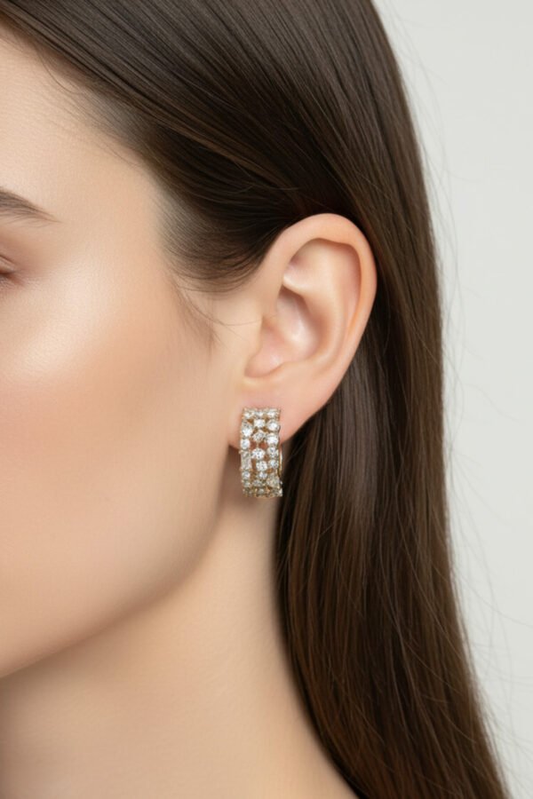 Xuping 14K Taşlı Halka Taşlı Klipsli Kadın Küpe Kararmaz Kadın Takı Xuping Küpe