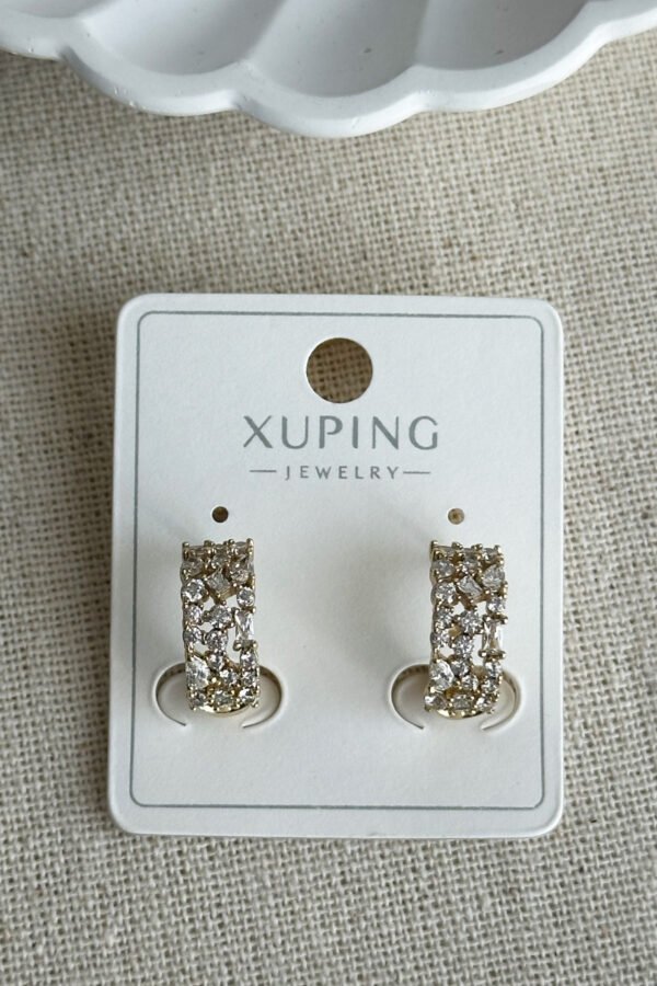 Alternative view of Xuping 14K Taşlı Halka Taşlı Klipsli Kadın Küpe Kararmaz Kadın Takı Xuping Küpe